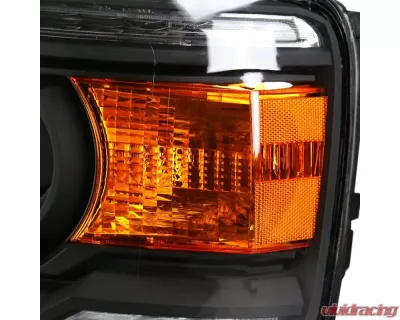 Spec-D LED Light Strip Projector Headlights (Matte Black Housing/Clear Lens) GMC Sierra 2014-2019 - 2LHP-SIE14JM-DRL-GO