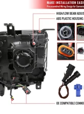 Spec-D LED Light Strip Projector Headlights (Matte Black Housing/Clear Lens) GMC Sierra 2014-2019                                     - 2LHP-SIE14JM-DRL-GO - Image 8