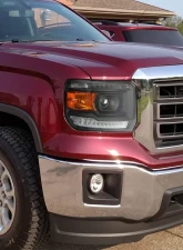 Spec-D LED Light Strip Projector Headlights (Matte Black Housing/Clear Lens) GMC Sierra 2014-2019                                     - 2LHP-SIE14JM-DRL-GO - Image 10