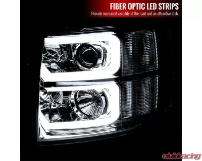 Spec-D Dual LED C-Bar Projector Headlights (Chrome Housing/Clear Lens) Chevrolet Silverado 2007-2014 - 2LHP-SIV07-RS