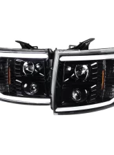 Spec-D LED C-Bar Projector Headlights (Jet Black Housing/Clear Lens) Chevrolet Silverado 2007-2014                                     - 2LHP-SIV07BK-G2-TM - Image 9