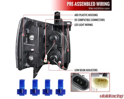 Spec-D LED C-Bar Projector Headlights (Jet Black Housing/Clear Lens) Chevrolet Silverado 2007-2014 - 2LHP-SIV07BK-G2-TM