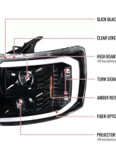 Spec-D LED C-Bar Projector Headlights (Jet Black Housing/Clear Lens) Chevrolet Silverado 2007-2014                                     - 2LHP-SIV07BK-G2-TM - Image 8