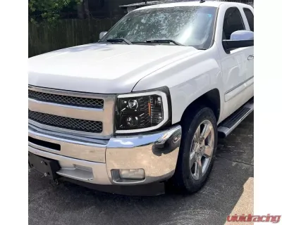 Spec-D LED C-Bar Projector Headlights (Jet Black Housing/Clear Lens) Chevrolet Silverado 2007-2014 - 2LHP-SIV07BK-G2-TM