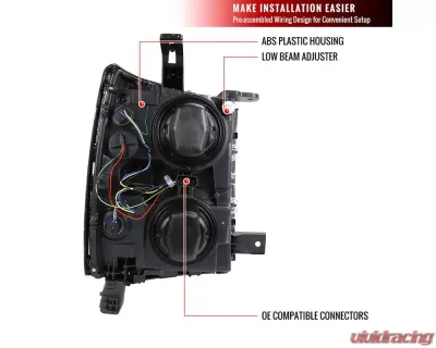 Spec-D Projector Headlights (Chrome Housing/Clear Lens) Chevrolet Silverado 1500 2014-2015 - 2LHP-SIV14-C-GO