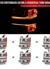 Spec-D Switchback Sequential LED Bar Projector Headlights (Chrome Housing/Clear Lens) Chevrolet Silverado 1500 2014-2015                                     - 2LHP-SIV14-C-SQ-RS - Image 2