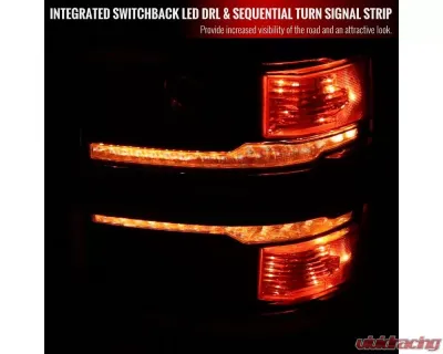 Spec-D Switchback Sequential LED Bar Projector Headlights (Chrome Housing/Clear Lens) Chevrolet Silverado 1500 2014-2015 - 2LHP-SIV14-C-SQ-RS