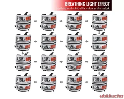 Spec-D Switchback Sequential LED Bar Projector Headlights (Chrome Housing/Clear Lens) Chevrolet Silverado 1500 2014-2015 - 2LHP-SIV14-C-SQ-RS