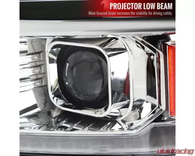 Spec-D Switchback Sequential LED Bar Projector Headlights (Chrome Housing/Clear Lens) Chevrolet Silverado 1500 2014-2015 - 2LHP-SIV14-C-SQ-RS