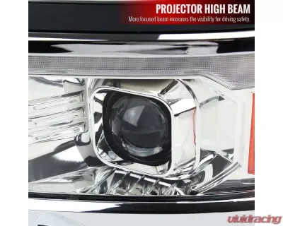 Spec-D Switchback Sequential LED Bar Projector Headlights (Chrome Housing/Clear Lens) Chevrolet Silverado 1500 2014-2015 - 2LHP-SIV14-C-SQ-RS