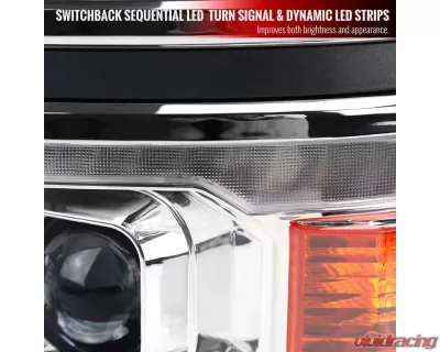 Spec-D Switchback Sequential LED Bar Projector Headlights (Chrome Housing/Clear Lens) Chevrolet Silverado 1500 2014-2015 - 2LHP-SIV14-C-SQ-RS