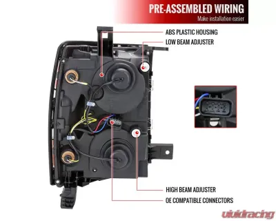Spec-D Switchback Sequential LED Bar Projector Headlights (Chrome Housing/Clear Lens) Chevrolet Silverado 1500 2014-2015 - 2LHP-SIV14-C-SQ-RS