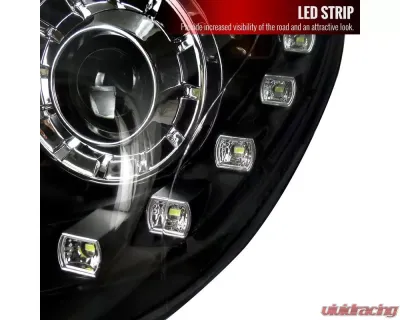 Spec-D Projector Headlights w/ SMD LED Light Strip (Matte Black Housing/Clear Lens) Hyundai Sonata 2011-2014 - 2LHP-SON11JM-TM