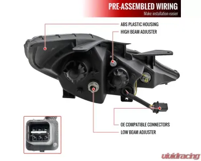 Spec-D Projector Headlights w/ SMD LED Light Strip (Matte Black Housing/Clear Lens) Hyundai Sonata 2011-2014 - 2LHP-SON11JM-TM