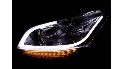 Spec-D Projector Headlights w/ LED Light Bar & LED Turn Signal Lights (Chrome Housing/Clear Lens) Kia Soul 2010-2011                                     - 2LHP-SOU10-TM - Image 2