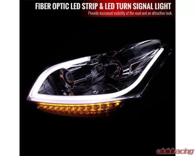 Spec-D Projector Headlights w/ LED Light Bar & LED Turn Signal Lights (Chrome Housing/Clear Lens) Kia Soul 2010-2011 - 2LHP-SOU10-TM