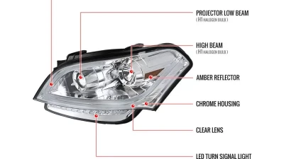 Spec-D Projector Headlights w/ LED Light Bar & LED Turn Signal Lights (Chrome Housing/Clear Lens) Kia Soul 2010-2011                                     - 2LHP-SOU10-TM - Image 8