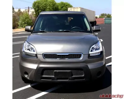 Spec-D Projector Headlights w/ LED Light Bar & LED Turn Signal Lights (Chrome Housing/Clear Lens) Kia Soul 2010-2011 - 2LHP-SOU10-TM