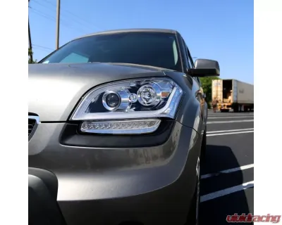 Spec-D Projector Headlights w/ LED Light Bar & LED Turn Signal Lights (Chrome Housing/Clear Lens) Kia Soul 2010-2011 - 2LHP-SOU10-TM