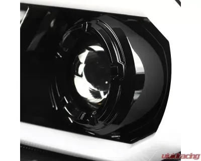 Spec-D LED C-Bar Projector Headlights (Jet Black Housing/Clear Lens) Toyota Tacoma 2012-2015 - 2LHP-TAC12BK-TM