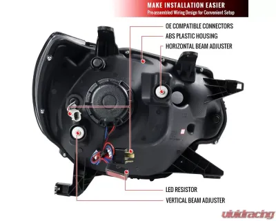 Spec-D LED C-Bar Projector Headlights (Jet Black Housing/Clear Lens) Toyota Tacoma 2012-2015 - 2LHP-TAC12BK-TM