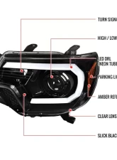 Spec-D LED C-Bar Projector Headlights (Jet Black Housing/Clear Lens) Toyota Tacoma 2012-2015                                     - 2LHP-TAC12BK-TM - Image 9