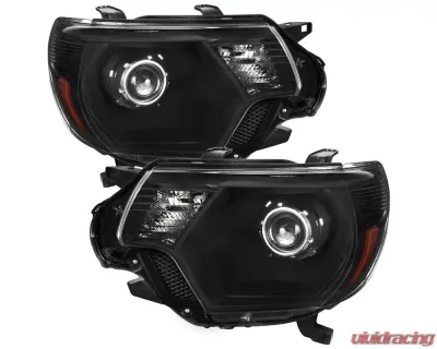 Spec-D Retro Style Projector Headlights (Matte Black Housing/Clear Lens) Toyota Tacoma 2012-2015 - 2LHP-TAC12JM-RS