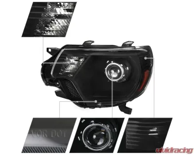 Spec-D Retro Style Projector Headlights (Matte Black Housing/Clear Lens) Toyota Tacoma 2012-2015 - 2LHP-TAC12JM-RS