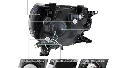 Spec-D Retro Style Projector Headlights (Matte Black Housing/Clear Lens) Toyota Tacoma 2012-2015                                     - 2LHP-TAC12JM-RS - Image 4