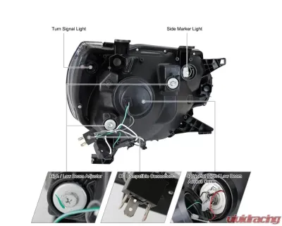 Spec-D Retro Style Projector Headlights (Matte Black Housing/Clear Lens) Toyota Tacoma 2012-2015 - 2LHP-TAC12JM-RS