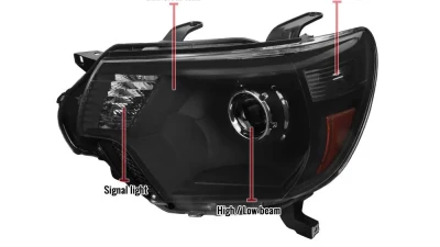 Spec-D Retro Style Projector Headlights (Matte Black Housing/Clear Lens) Toyota Tacoma 2012-2015                                     - 2LHP-TAC12JM-RS - Image 8