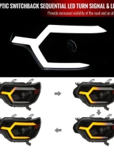 Spec-D Switchback Sequential LED Bar Projector Headlights (Matte Black Housing/Smoked Lens) Toyota Tacoma 2012-2015                                     - 2LHP-TAC12SM-SQ-RS - Image 2