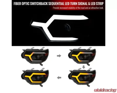 Spec-D Switchback Sequential LED Bar Projector Headlights (Matte Black Housing/Smoked Lens) Toyota Tacoma 2012-2015 - 2LHP-TAC12SM-SQ-RS