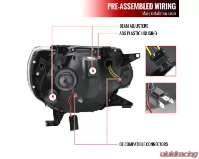 Spec-D Switchback Sequential LED Bar Projector Headlights (Matte Black Housing/Smoked Lens) Toyota Tacoma 2012-2015 - 2LHP-TAC12SM-SQ-RS