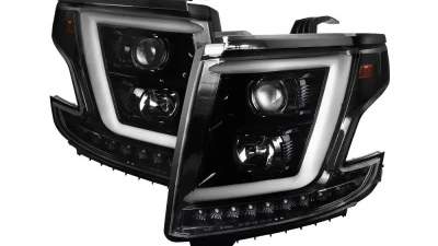 Spec-D LED C-Bar Projector Headlights w/ LED Turn Signal Lights (Jet Black Housing/Clear Lens) Chevrolet Tahoe | Suburban 2015-2020                                     - 2LHP-TAH15BK-TM - Image 10