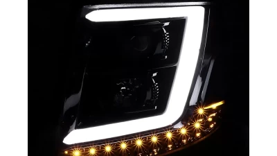 Spec-D LED C-Bar Projector Headlights w/ LED Turn Signal Lights (Jet Black Housing/Clear Lens) Chevrolet Tahoe | Suburban 2015-2020                                     - 2LHP-TAH15BK-TM - Image 2