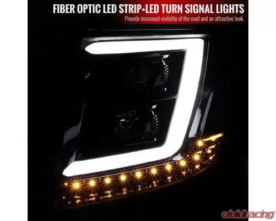 Spec-D LED C-Bar Projector Headlights w/ LED Turn Signal Lights (Jet Black Housing/Clear Lens) Chevrolet Tahoe | Suburban 2015-2020 - 2LHP-TAH15BK-TM