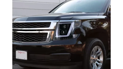 Spec-D LED C-Bar Projector Headlights w/ LED Turn Signal Lights (Jet Black Housing/Clear Lens) Chevrolet Tahoe | Suburban 2015-2020                                     - 2LHP-TAH15BK-TM - Image 10