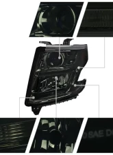 Spec-D Projector Headlights w/ LED Light Strip (Chrome Housing/Smoked Lens) Chevrolet Tahoe | Suburban 2015-2020                                     - 2LHP-TAH15G-GO - Image 2