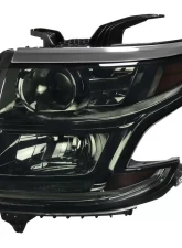 Spec-D Projector Headlights w/ LED Light Strip (Chrome Housing/Smoked Lens) Chevrolet Tahoe | Suburban 2015-2020                                     - 2LHP-TAH15G-GO - Image 6