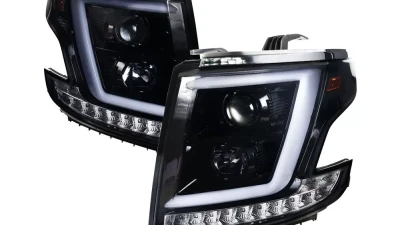 Spec-D LED C-Bar Projector Headlights w/ LED Turn Signal Lights (Glossy Black Housing/Smoked Lens) Chevrolet Tahoe | Suburban 2015-2020                                     - 2LHP-TAH15G-TM - Image 10