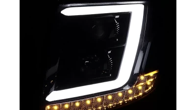 Spec-D LED C-Bar Projector Headlights w/ LED Turn Signal Lights (Glossy Black Housing/Smoked Lens) Chevrolet Tahoe | Suburban 2015-2020                                     - 2LHP-TAH15G-TM - Image 2