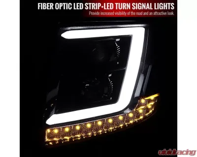Spec-D LED C-Bar Projector Headlights w/ LED Turn Signal Lights (Glossy Black Housing/Smoked Lens) Chevrolet Tahoe | Suburban 2015-2020 - 2LHP-TAH15G-TM