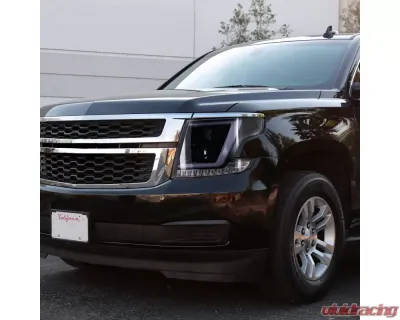 Spec-D LED C-Bar Projector Headlights w/ LED Turn Signal Lights (Glossy Black Housing/Smoked Lens) Chevrolet Tahoe | Suburban 2015-2020 - 2LHP-TAH15G-TM