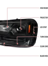 Spec-D Projector Headlights w/ LED Light Strip (Matte Black Housing/Clear Lens) Chevrolet Trailblazer 2002-2009                                     - 2LHP-TBLZ02JM-V2-RS - Image 10