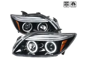 Spec-D Dual Halo Projector Headlights w/ LED Accent Lights (Jet Black Housing/Clear Lens) Scion tC 2005-2010