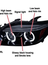Spec-D Dual Halo Projector Headlights (Glossy Black Housing/Smoked Lens) Scion tC 2005-2010                                     - 2LHP-TC05G-TM - Image 3