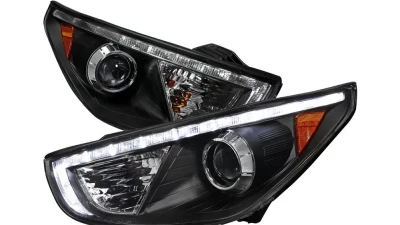 Spec-D Projector Headlights w/ LED Light Strip (Matte Black Housing/Clear Lens) Hyundai Tucson 2010-2013                                     - 2LHP-TUC10JM-TM - Image 10