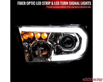 Spec-D Retro Style LED Tube Projector Headlights w/ LED Turn Signals (Chrome Housing/Clear Lens)  Toyota Tundra | Sequoia 2007-2017 - 2LHP-TUN07-G3-GO