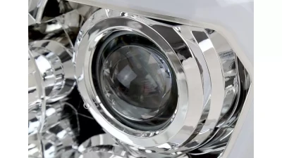 Spec-D Retro Style LED Tube Projector Headlights w/ LED Turn Signals (Chrome Housing/Clear Lens)  Toyota Tundra | Sequoia 2007-2017                                     - 2LHP-TUN07-G3-GO - Image 3